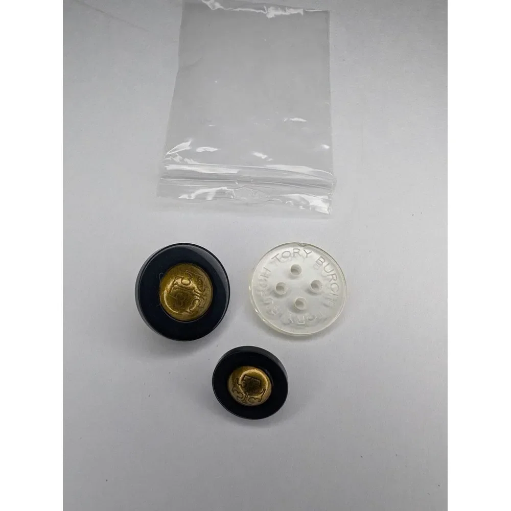 Vintage Tory Burch 3 Piece Replacement Buttons‎ Navy Blue & Metal 3/4